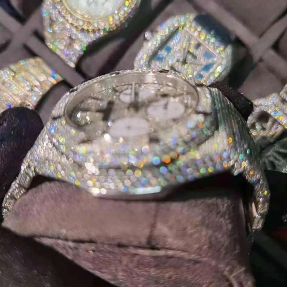 Mnim Moissanite Mosang Stone Diamond Watch 사용자 정의는 MENS의 TT를 통과 할 수 있습니다
