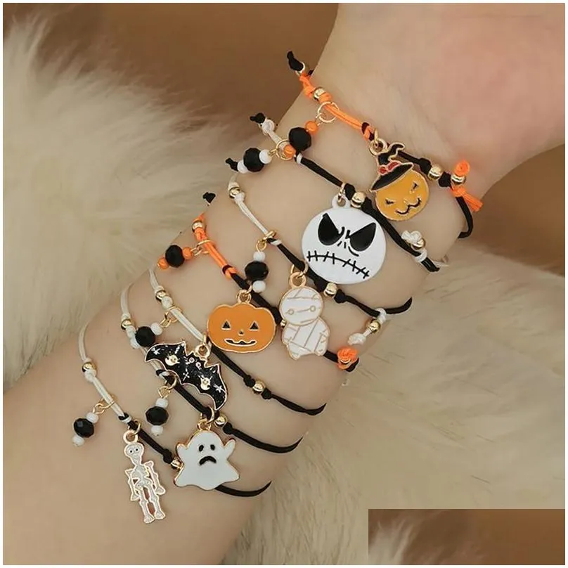 Inne bransoletki 7pcsset Halloween Bransoletka Bransoletka Pleciona Strand Strand BRAC 220826 DROP GRUDNIKA DHLQM