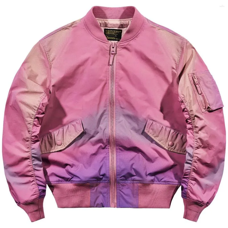 Chaquetas para hombres para hombre chaqueta de bombardero gradiente tie tinte rosa calle hip hop pareja s moda piloto de béisbol y abrigo masculino