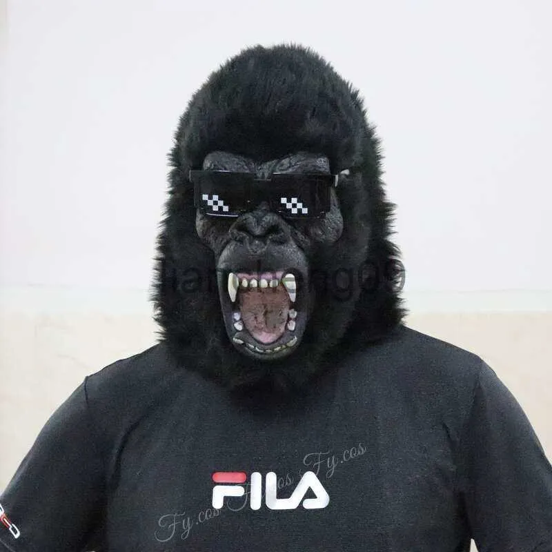 Maschere per feste Orangutan Peluche Copricapo Maschera per animali Full Face Cosplay Gorilla Attività Performance Vestiti Costume di Halloween per uomo x0907