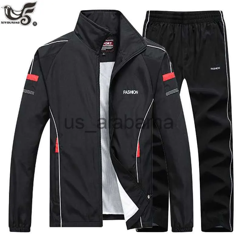 Survêtements pour hommes Printemps Automne Vêtements de sport pour hommes 2 pièces Ensembles Costume de sport Veste + Pantalon Sweatsuit Homme Marque Vêtements Survêtement avec poches zippées x0907