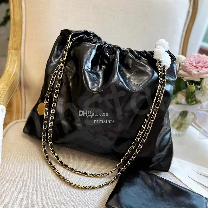 Shiny Leather Crossbody Large Black Handbag With Pearl Embellishments And Gold Metal Chain For Women Mirror 22 From Mmstars 45.23 DHgate.Com