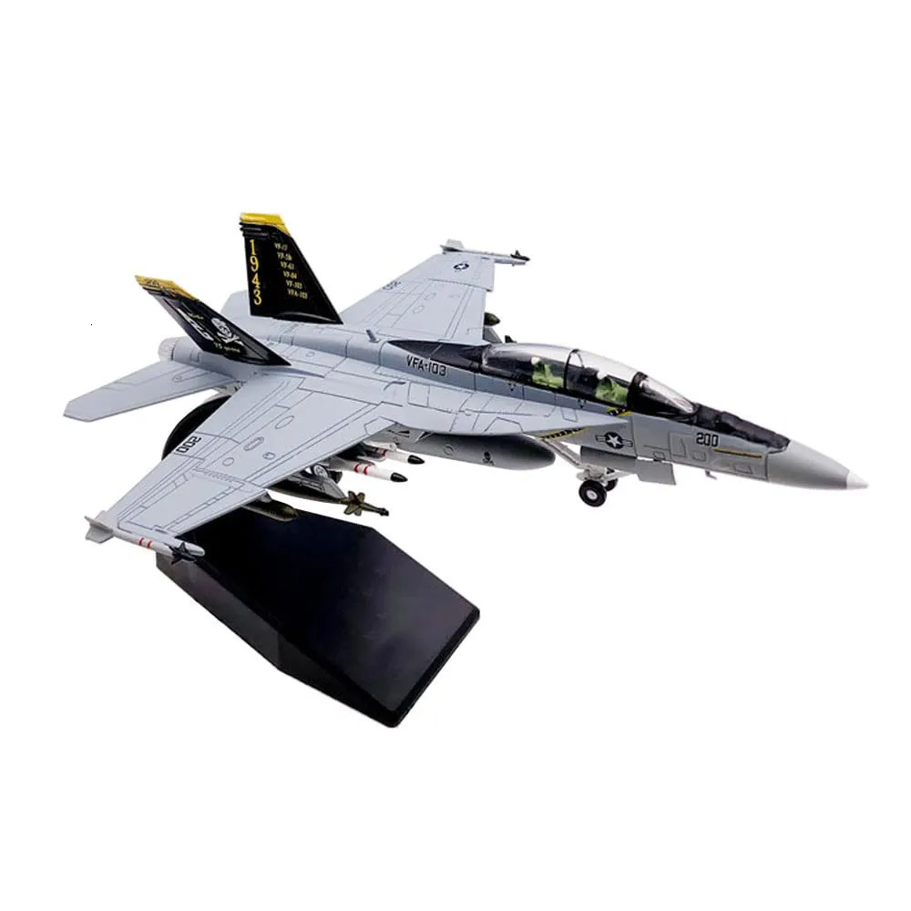 Aircraft Modle 1/100 F-18 F18 Super Hornet Strike Fighter Fighter Jet Aircraft Metal Wojskowy Model samolotu Diecast do kolekcji lub prezentu 230906