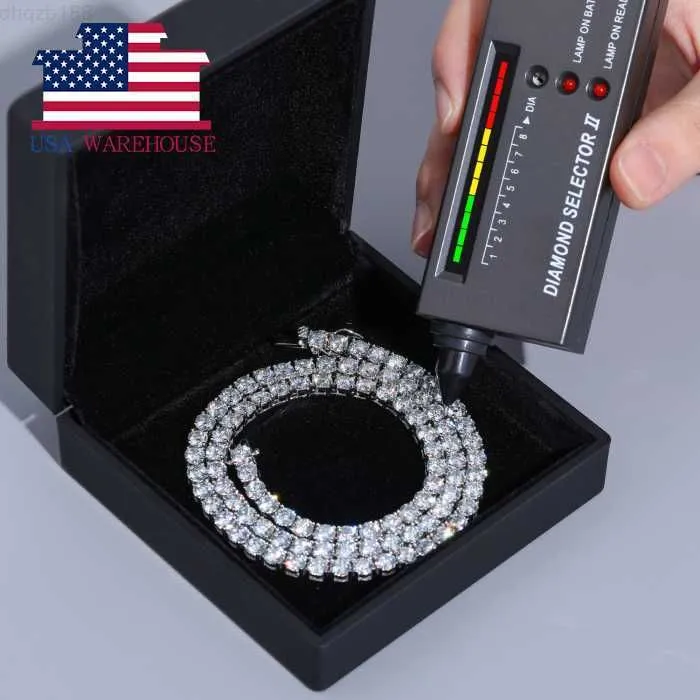 Silver Tennis Fast Chain Days Out 925 Sterling 7 Delivery Diamond Pass Vvs Diamond Moissanit Tester Iced Cluster Necklace Fnbxl