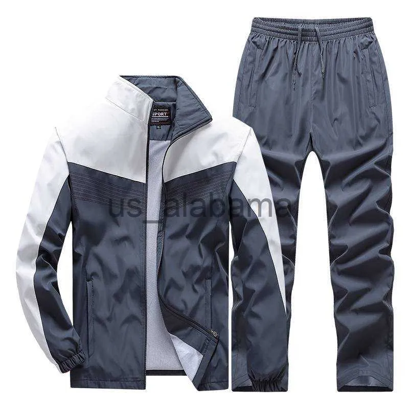 Men's Tracksuits Men Sportswear Set Tracksuit New Spring Autumn Suit Fashion Sweatsuit 2 Piece Jacket+Pants Male Jogging Clothing Asian Size x0907