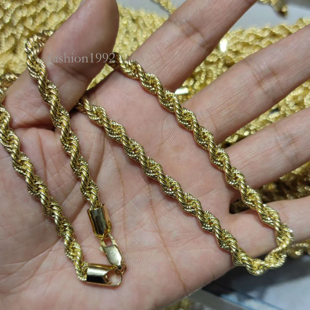 6mm tjocklek Pure 18CT Gold Rope Chain AU750 Halvade kedjor smycken DIY Halsbandsarmband örhänge Tillbehörskedja