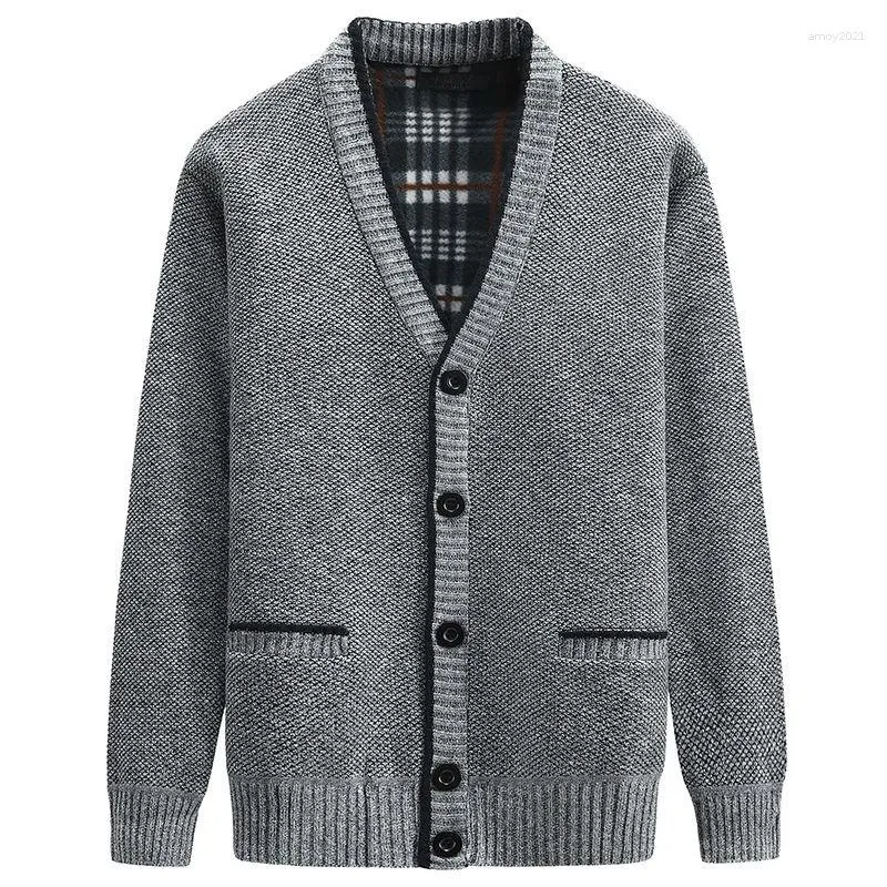 Suéter Masculino De Malha Cardigan Versão Coreana Do Solto Acolchoado E Engrossado Fora Vestindo Suéter Casaco De Cor Sólida