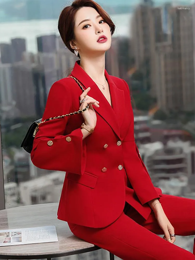 Women's Suits Elegant Autumn Blazers For Women 2023 Jackets Coats Flare Sleeve Office Lady Veste Femme Red Plus Size Outerwear Tops Mujer