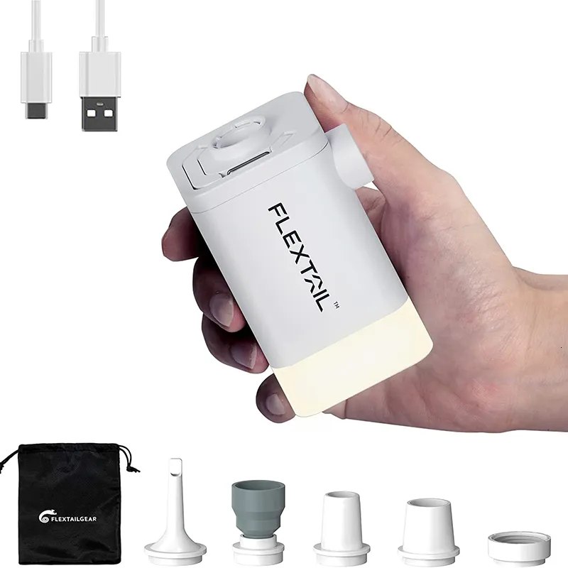 Gadget da esterno FLEXTAILGEAR Pompa ad aria elettrica Batteria ricaricabile portatile ultraleggera con lanterna da campeggio per materassini da viaggio 230906