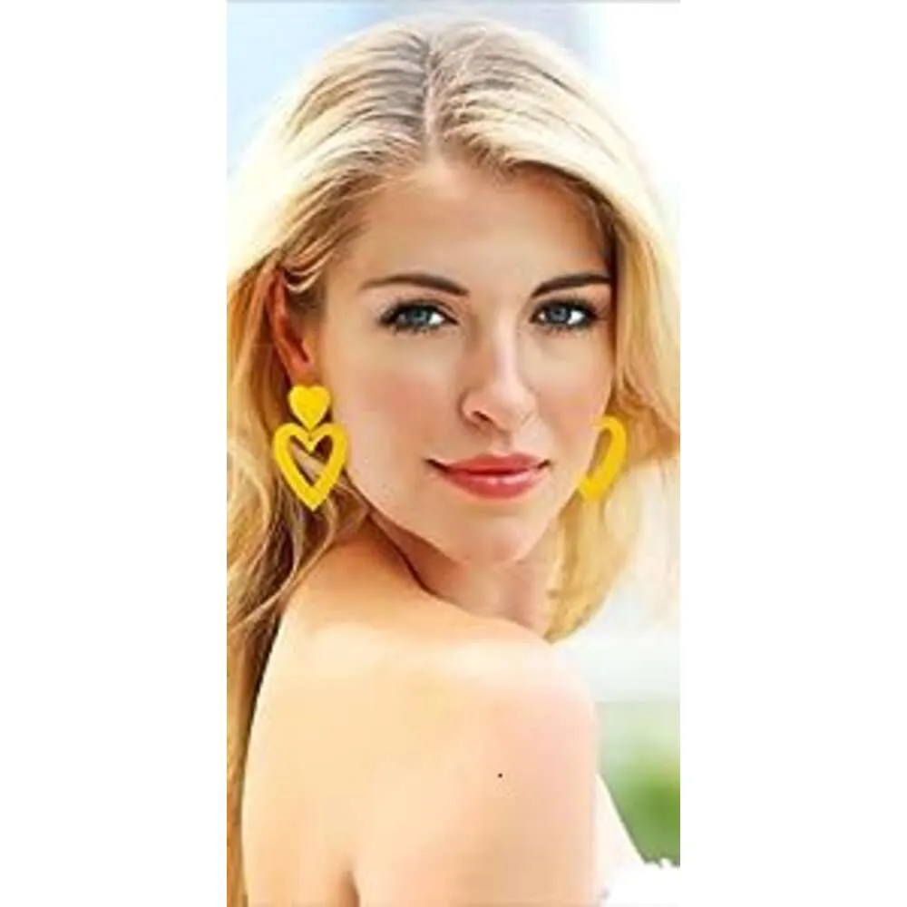 yellow heart earrings for women dangle