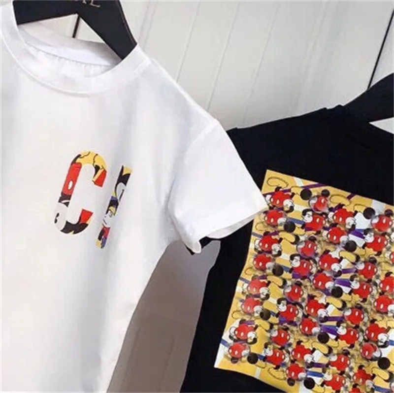 Summer Children Short Sleeve Letter Tees Luxury Brand Cartoon Co Märke Fashion Style Small and Medium Girls Top T-shirt Barnkläder