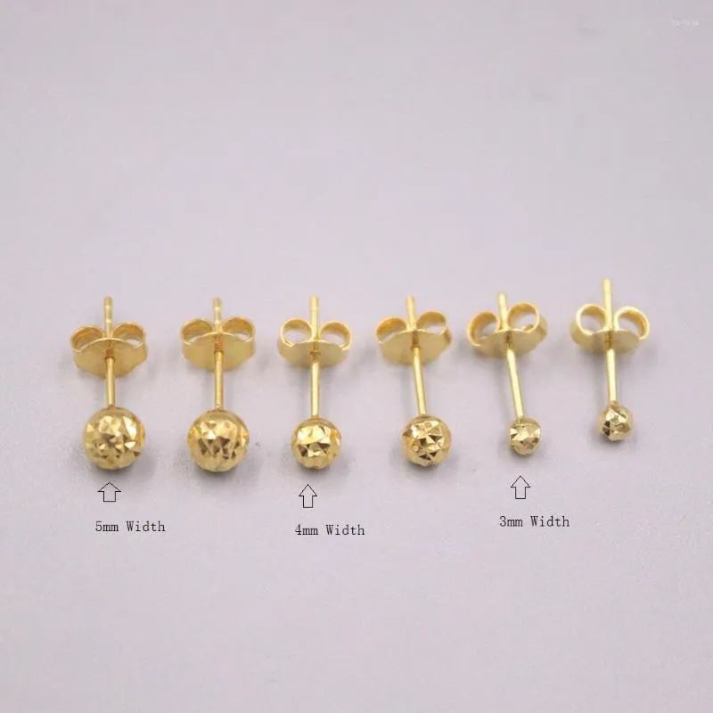 Orecchini a bottone in vero oro giallo 18 carati 3 mm 4 mm 5 mm con sfera sfaccettata Shap Stamp Au750 per donna