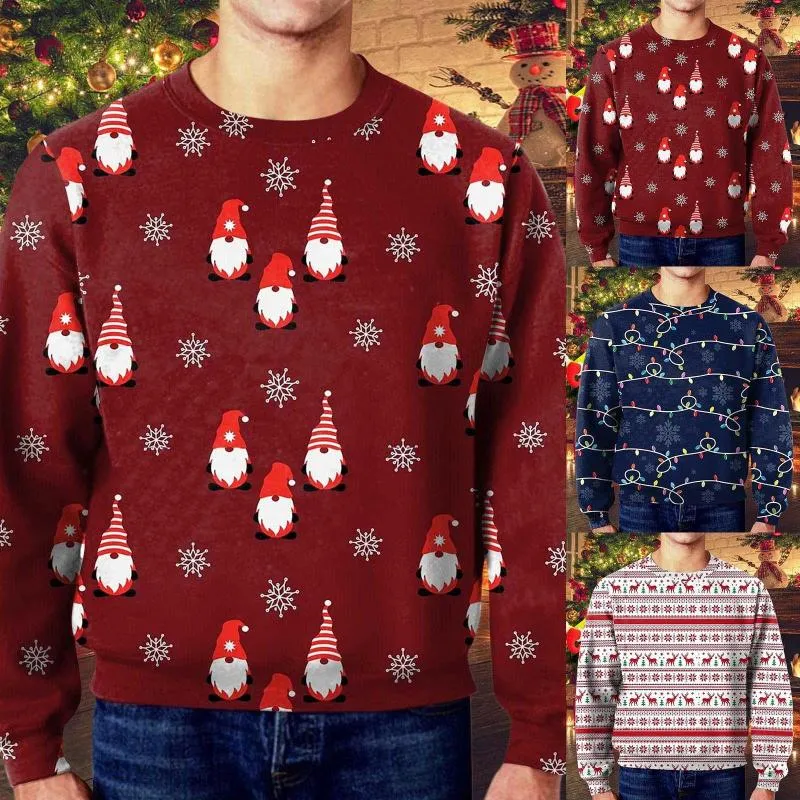 Herren-Kapuzenpullover, übergroßes Sweatshirt für Männer, Workout, Winter, Weihnachten, Weihnachtsmann-Aufdruck, lässig, lockerer Rundhals-Hoodie-Passform