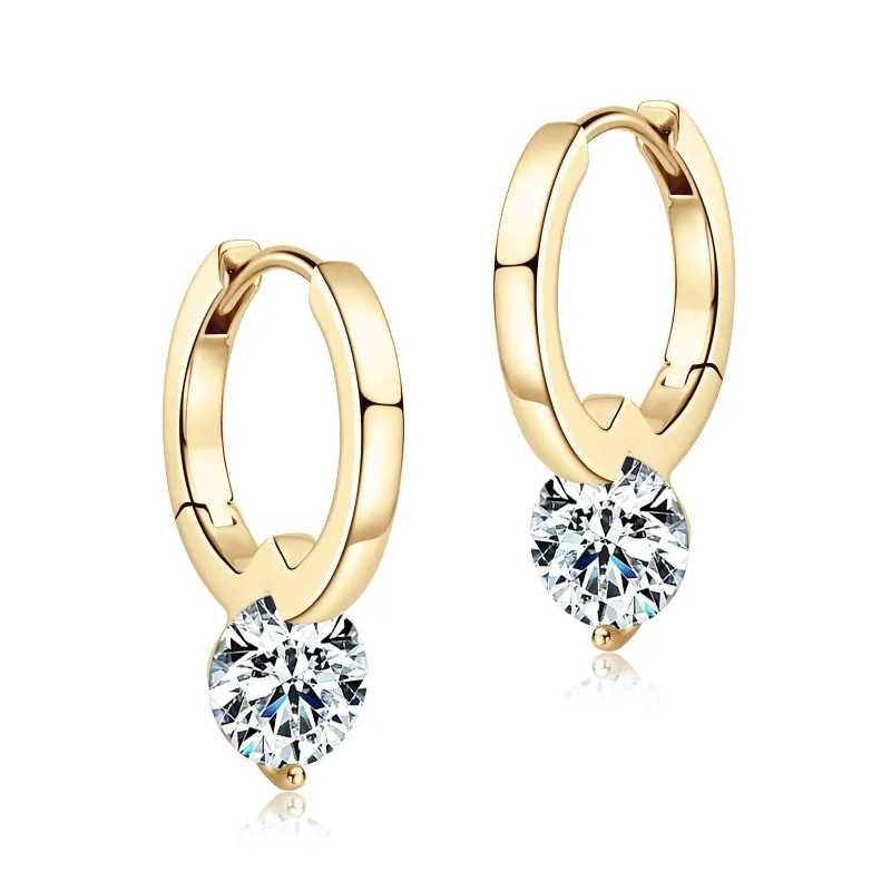 Mode leichte Luxus einfache Wind K Gold Ohrringe weibliche Mosambik Stein 925 Sterling Silber Ohrringe verblassen nicht Ohrringe