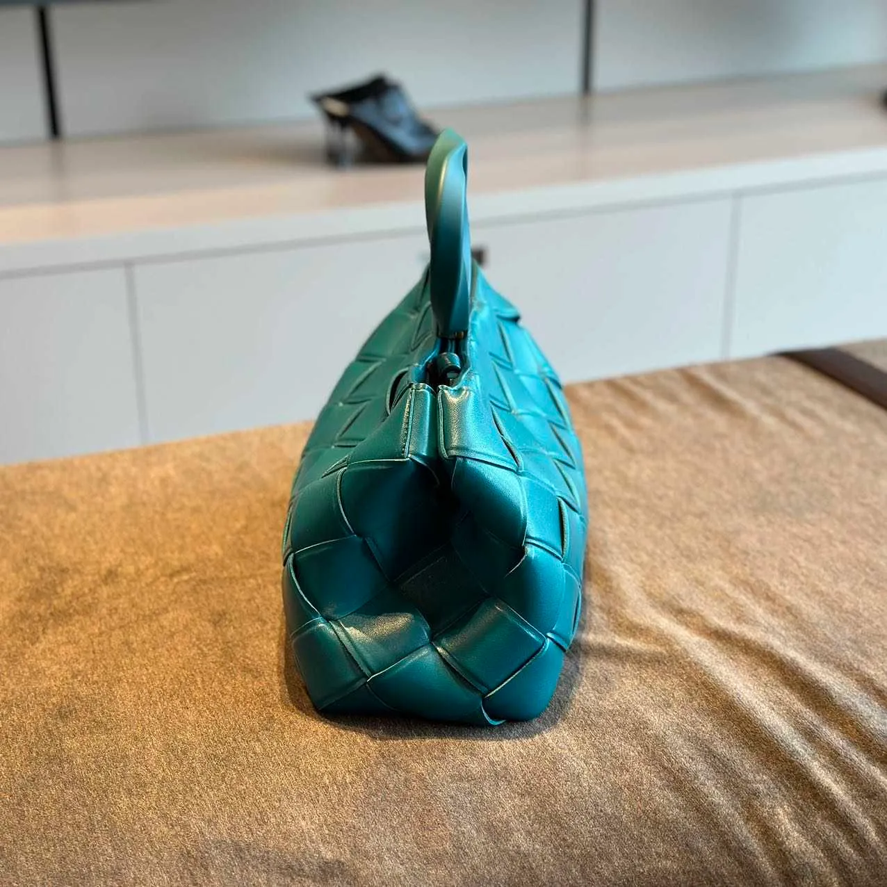 7A Sacs à main authentiques de luxe BVs Designer Botteg Vena Sacs Saisir Tissé Triangle Anneau Sac À Main Bleu X4VHY