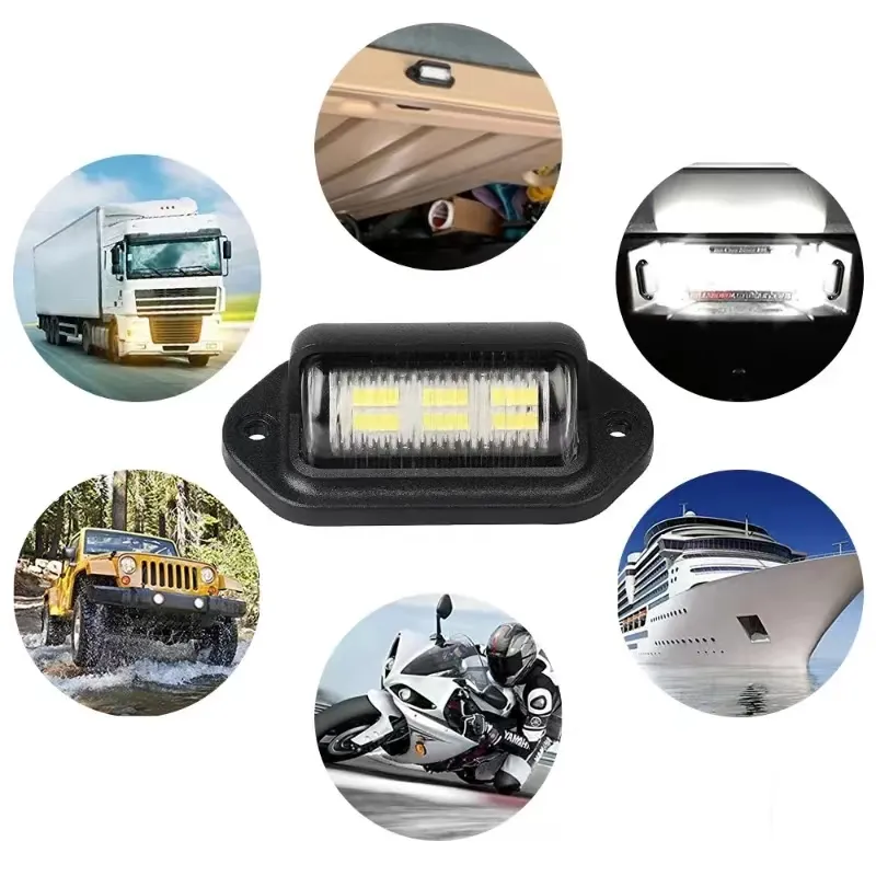 6 LED Car License Number Plate Light For Motorcycle SUV Truck Trailer Van Tag Step Lamp White Bulbs Car Products License Plate Light