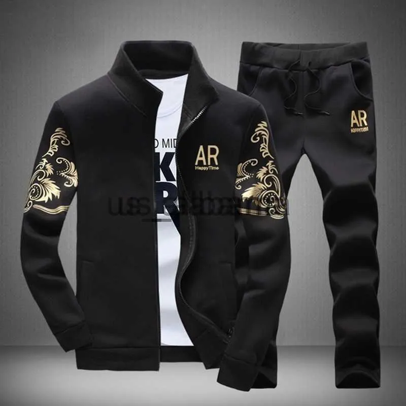 Männer Trainingsanzüge Marke Männer Casual Sets Herbst Neue männer Jacke + Hosen Trainingsanzug Mode Druck Sportswear Zipper Anzug männlichen x0907