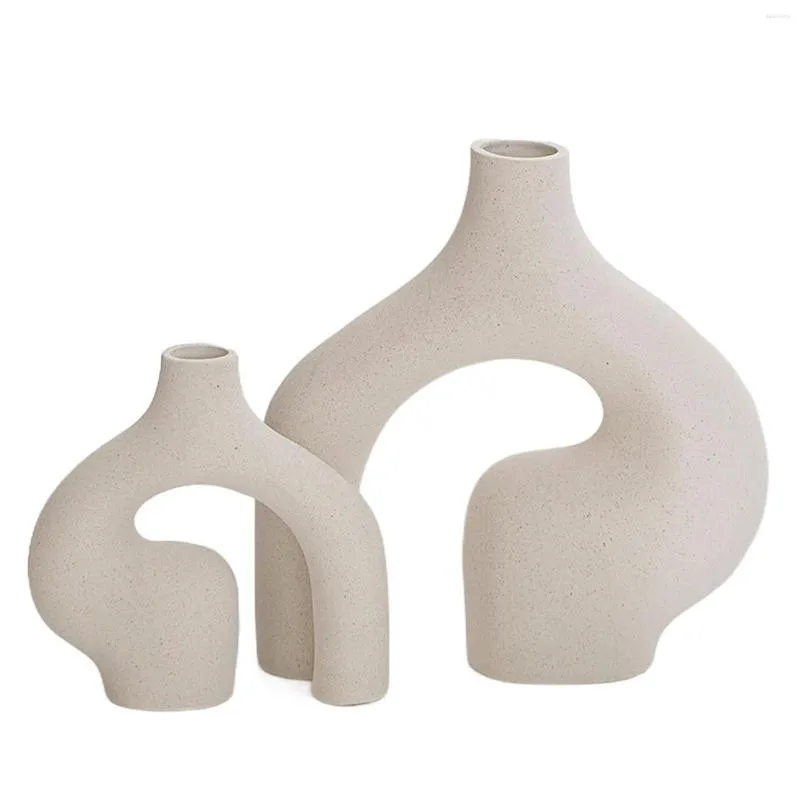 Vaser Enkel hushåll Ceramic Decorative Vase Scrub Surface Texture White for Friend Family Neighbours Gift