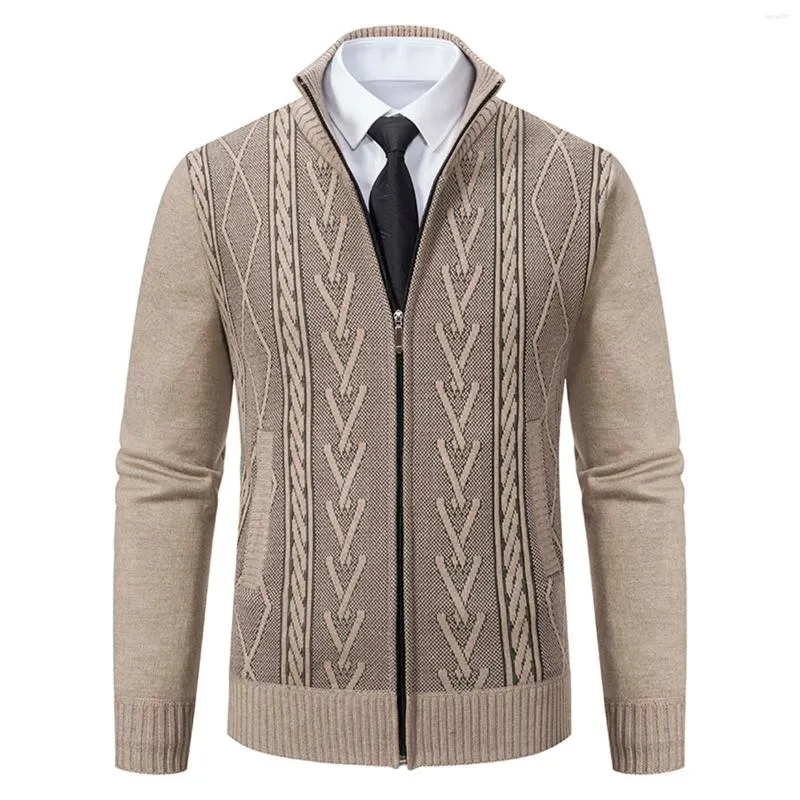 Camisolas masculinas jaquetas de inverno homens cardigans sweatercoats de alta qualidade masculino gola alta casual fino ajuste tamanho quente M-3XL