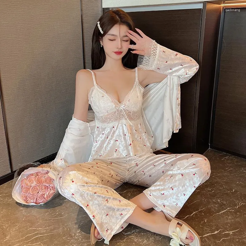 Womens Sleepwear Winter Pajamas For Women Lingerie Pyjama Gold