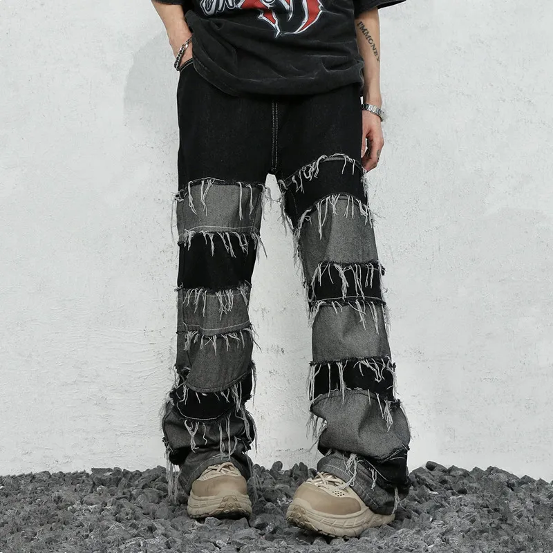 Herren Jeans Ropa Grunge Y2K Streetwear Gestapelte Jeans Baggy Hosen Männer Kleidung Patchwork Gerade Lose Lange Hosen Vetements Homme 230907