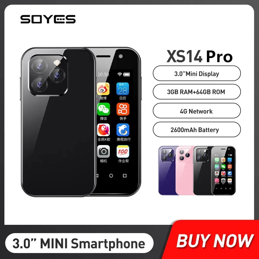 Оригинальный Мини Смартфон SOYES XS14 PRO LTE 4G, 2600 МАч, 3,0 Дюймовый  Дисплей, Android 9,0, WIFI, Распознавание Лиц, OTG FM, Небольшой Мобильный  Телефон От Star87, 6 168 руб. | DHgate