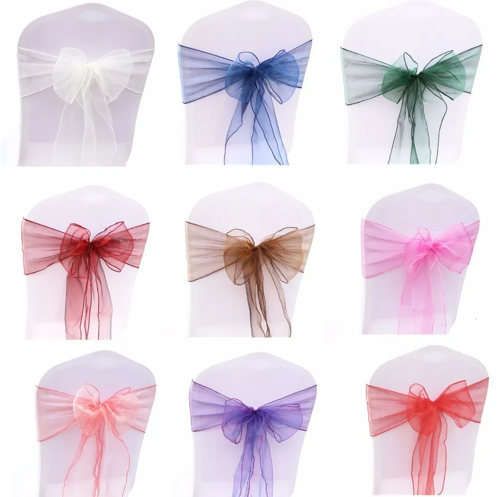 SASHES 30st 70 x 108 Bröllop Organza Stol Cover Bow Sash Banquet Party Decoration DIY Home 230907