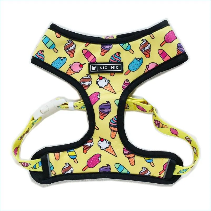 Dog Collars Leashes Step-In Dog Vest Harness And Leashes Soft Air Mesh Adjustable Dogs Harnesses Cute Printed No Pl With Neck Padded Otw4Y