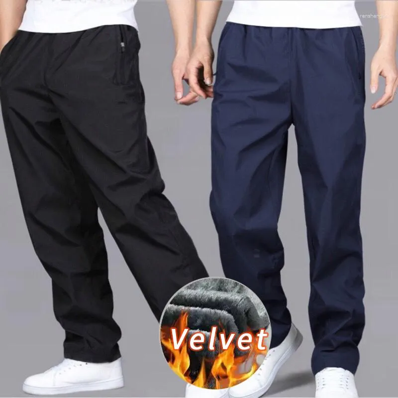 Pantalons pour hommes hiver survêtement taille élastique respirant pantalon droit épais chaud pantalons de survêtement surdimensionné décontracté bas vêtements masculins