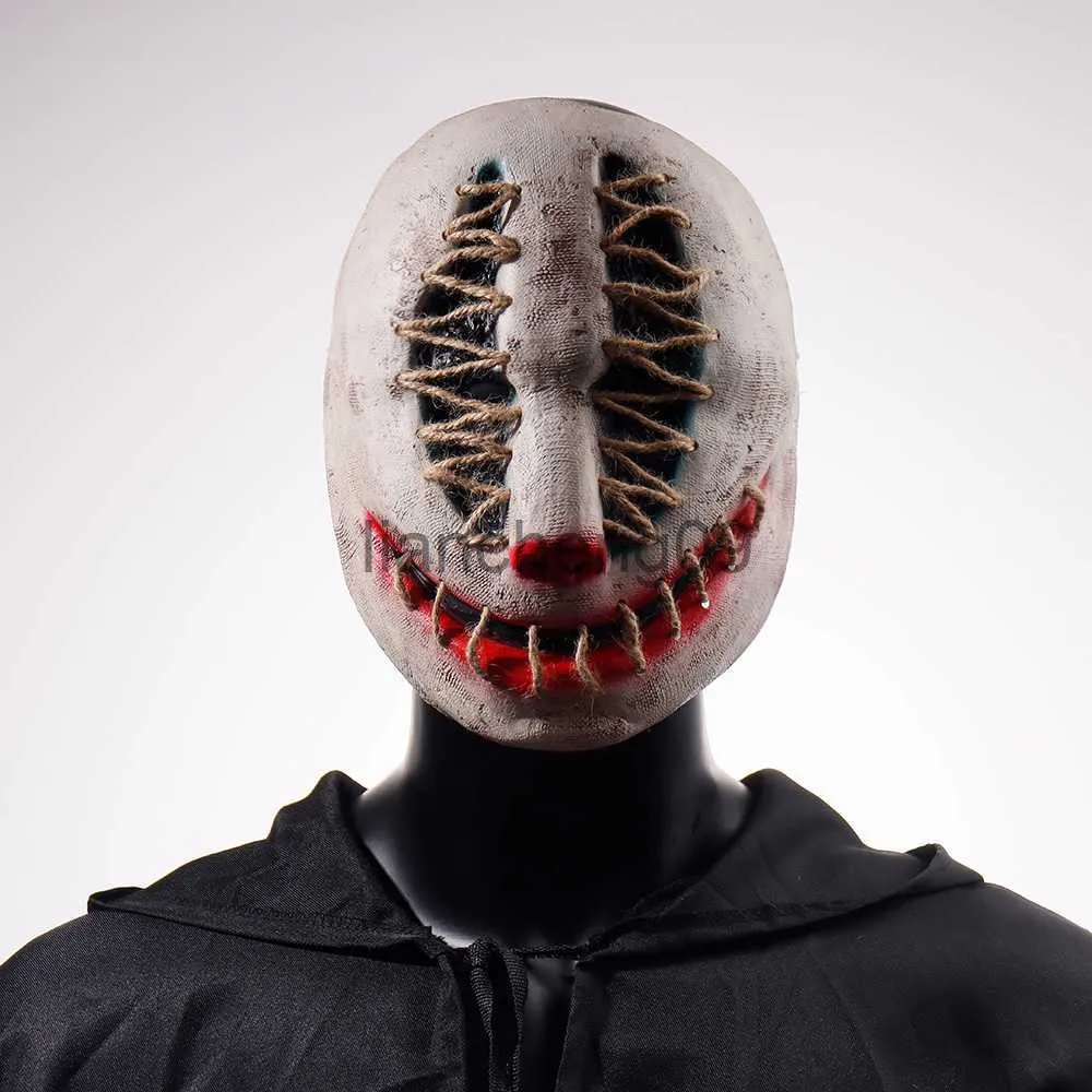 Maschere per feste Maschera da Joker di Halloween Cosplay Spaventoso Killer Clown Mezza faccia Casco in lattice Puntelli per costumi da festa x0907