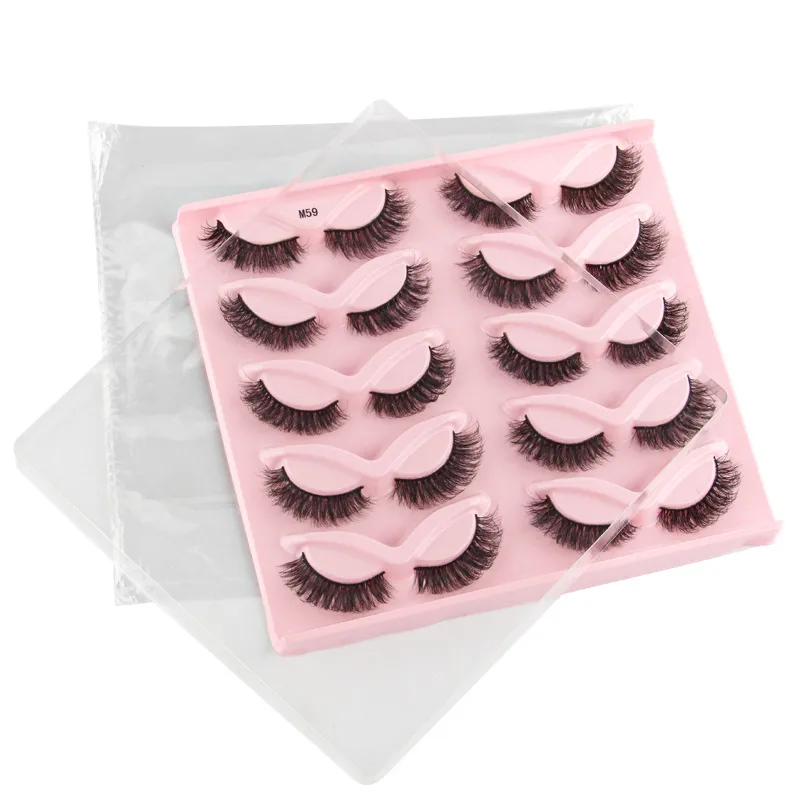 Demi-cils 3D œil de chat, aspect naturel, cils d'angle moelleux, 10 paires, demi-cils vaporeux, maquillage en Faux vison