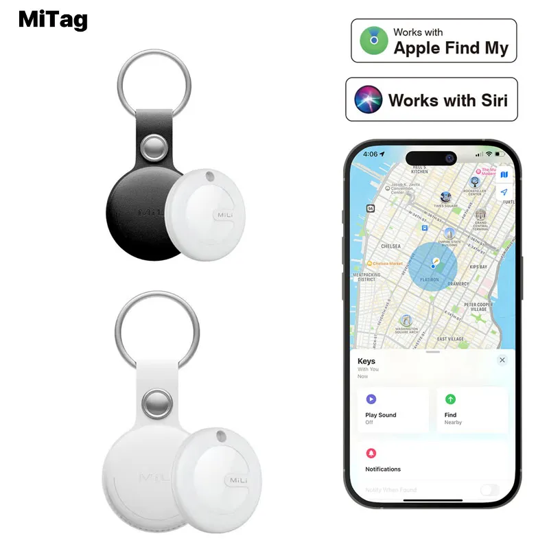 Militag Key Finder Item Finders Certifié MFi Bluetooth GPS Cat Dog Locator Tracker Dispositif Anti-Perte Fonctionne avec Apple Find My