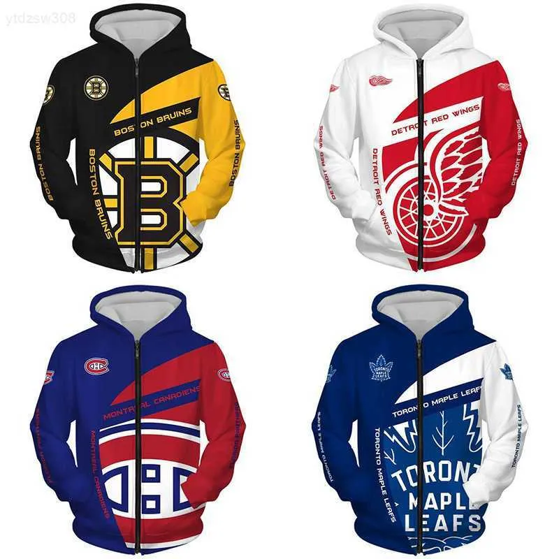 3D Digital tryckt män Nel Ice Hockey Baseball Jacket Cardigan Hooded dragkedja tröja olivefnzif0gv