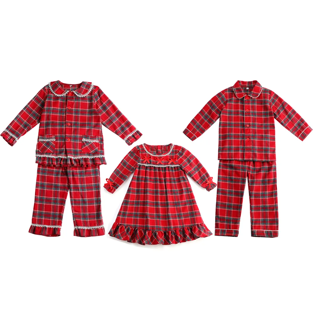 Pajama pasująca do Flannel Boys and Girls Baby Family Dzieci Kids Christmas Pikamas Red Toddler Long Sleeve PJS 230906