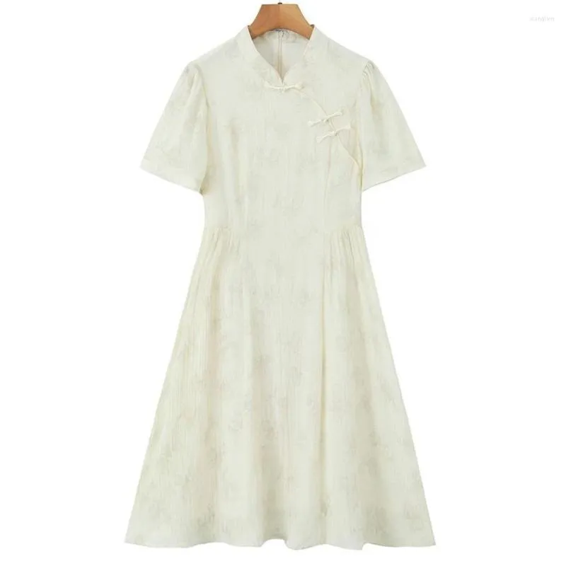 Платья больших размеров, женская одежда хорошего качества, винтажный Cheongsam с цветочным принтом в китайском стиле, цельный изогнутый, лето 2023