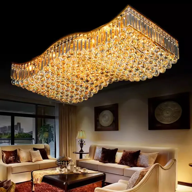 Modern Gold Crystal Wave Ceiling Chandelier 15 20 Lights, Dimmable LED ...