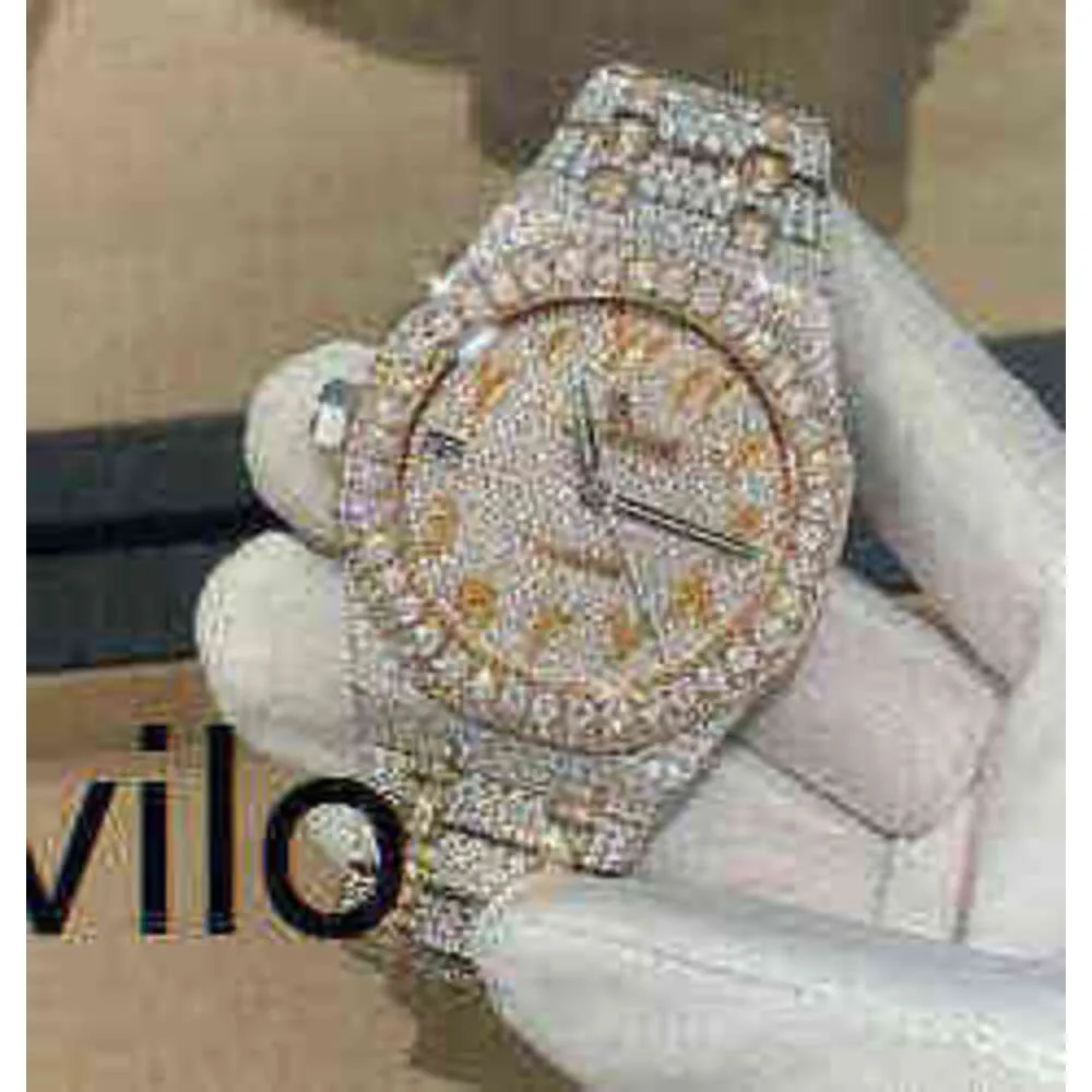 Cashjin Icedout Watch Men Luxe pols Watch Bling Iced Out VVS Moissanit Diamond W534FP4X7J5Mc