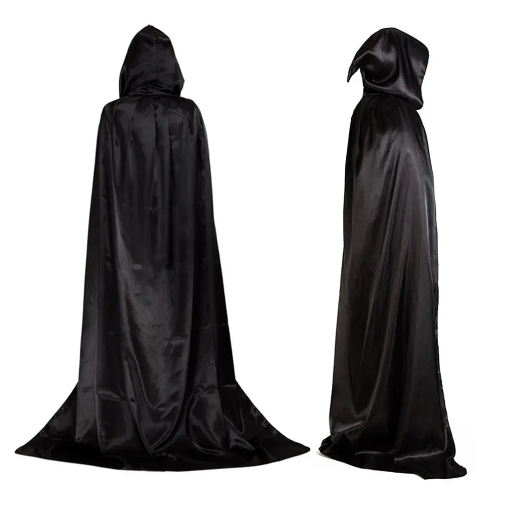 Inne imprezy imprezowe dostawy na Halloween kostium dla dorosłych Cosplay Cosplay Cosplay Black Hooded Cloak Scary Witch Devil Role Role Halloween Dekoracja 230906