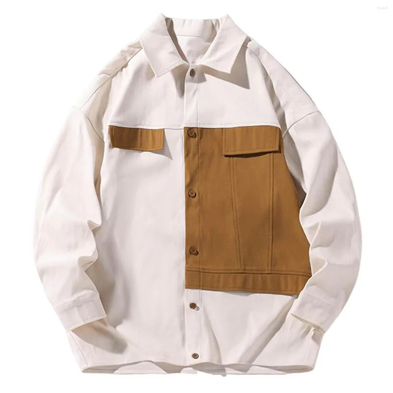 Chemises décontractées pour hommes Blouse de la mode colorée boutonnée en vrac pour hommes manteau surdimensionné automne à manches longues