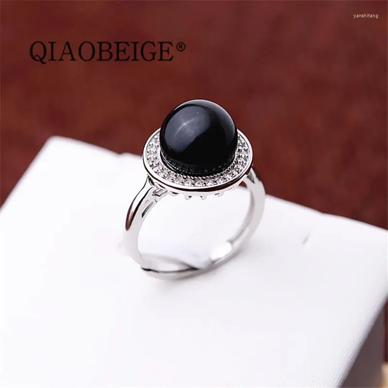 Clusterringe QIAOBEIGE 925 Sterling Silber Offener Ring Perle DIY Montage Nur Zubehör Kein Großhandelspreis