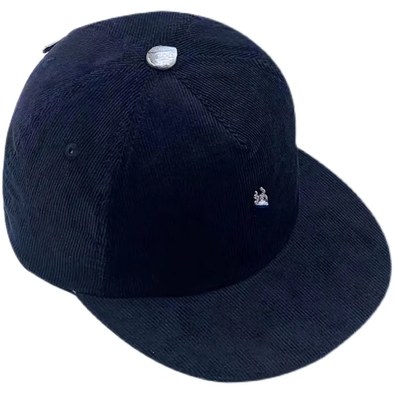 Modne czapki kulkowe unisex duży miecz płaski brzeg brzegowy Corduroy Metal Bluckle Cross Visor