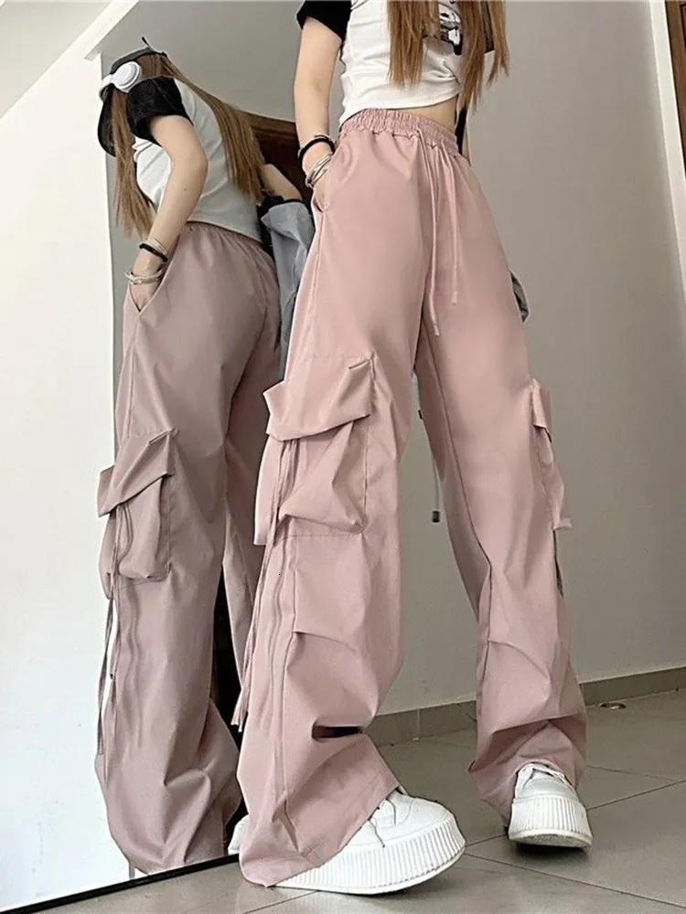 WZIKAI Cargo Pants For Women High Waisted Casual Pants Baggy Wide Leg Trousers Y2k Streetwear With 6 Pockets