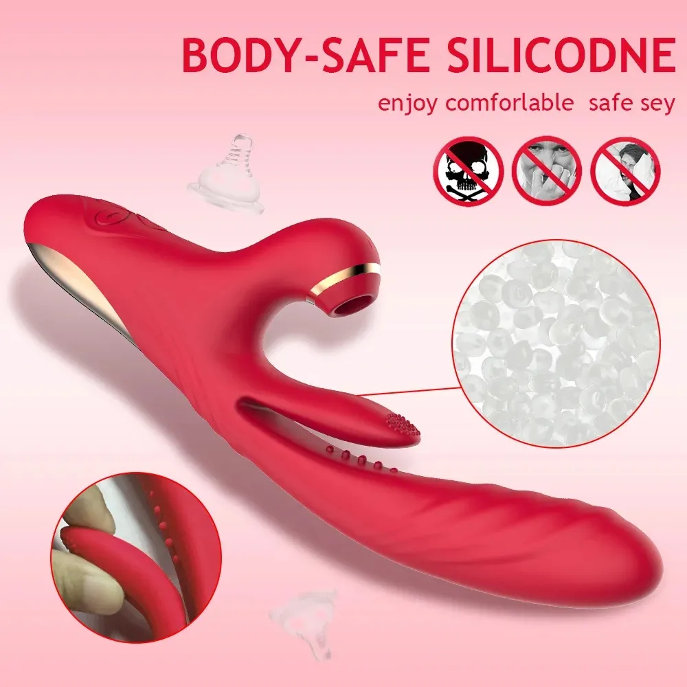 3'ü 1 arada teleskopik yapay penis G noktası emme tavşan vibratörü dil yalama klitoris masaj aleti çift motorlu stimülatör seks_voghion.com
