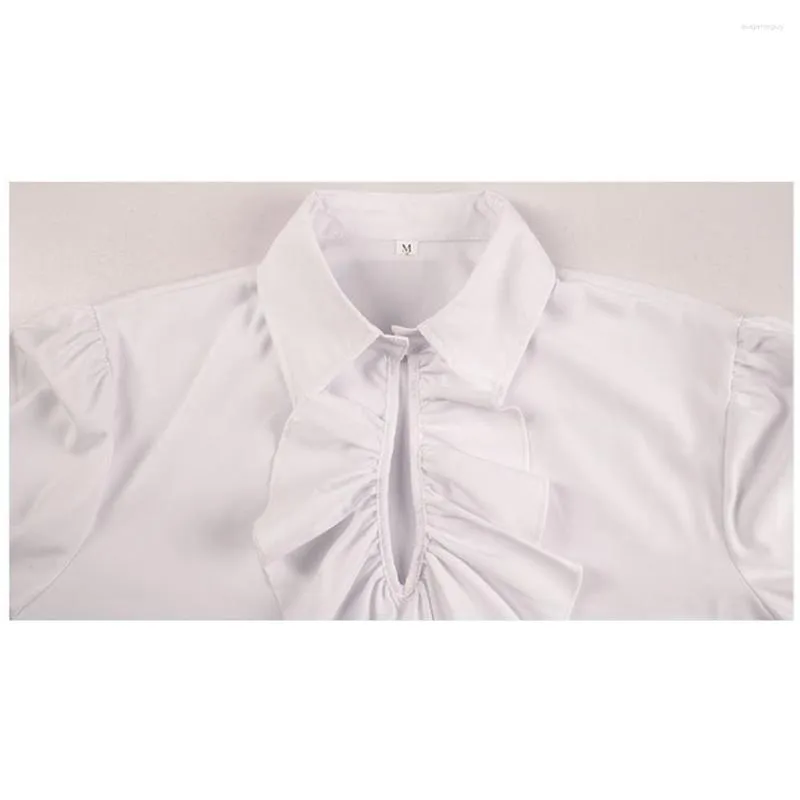 Camicie eleganti da uomo Camicia gotica medievale da uomo con volant punk vittoriano manica a sbuffo top retrò costume cravatta di seta con volant