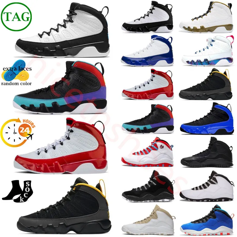 NEW Mens 9 9s Basketball Shoes 10 10s New Fire Red Racer Blue Particle Grey Olive University Gold Cement Seattle Chicago Los Angeles Jumpman 10 Sneakers 40-47