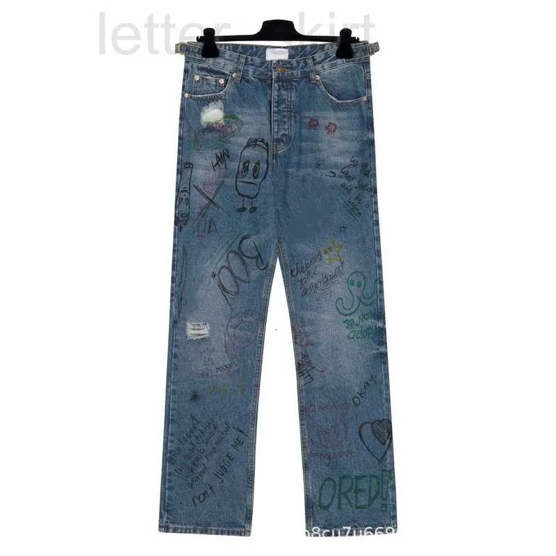 Jeans da uomo firmati Versione alta B home Paris RELAXED nuovi jeans strappati con graffiti per uomo e donna