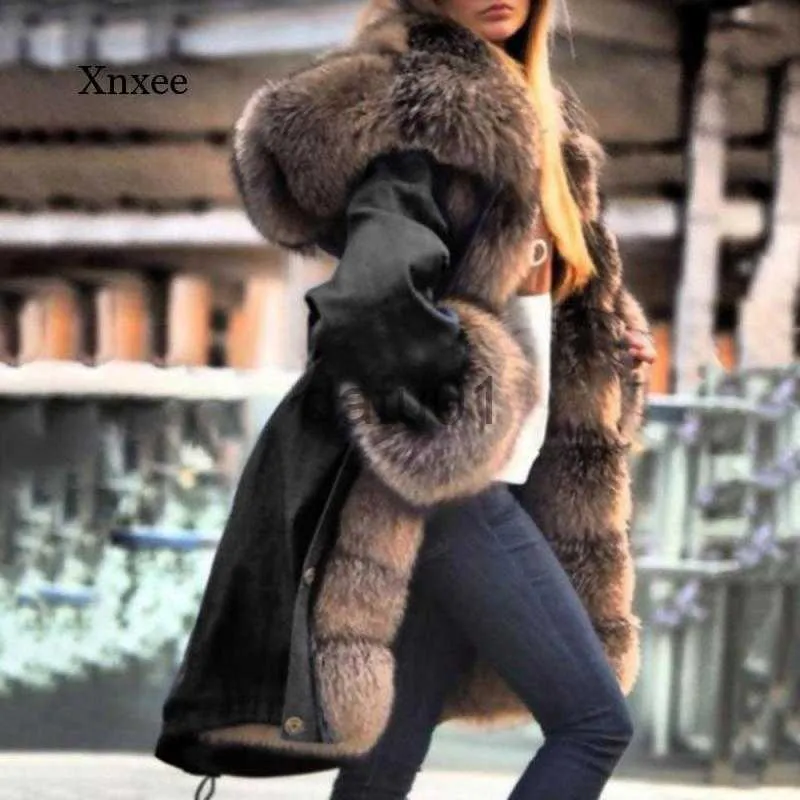 Thick black top fur coat