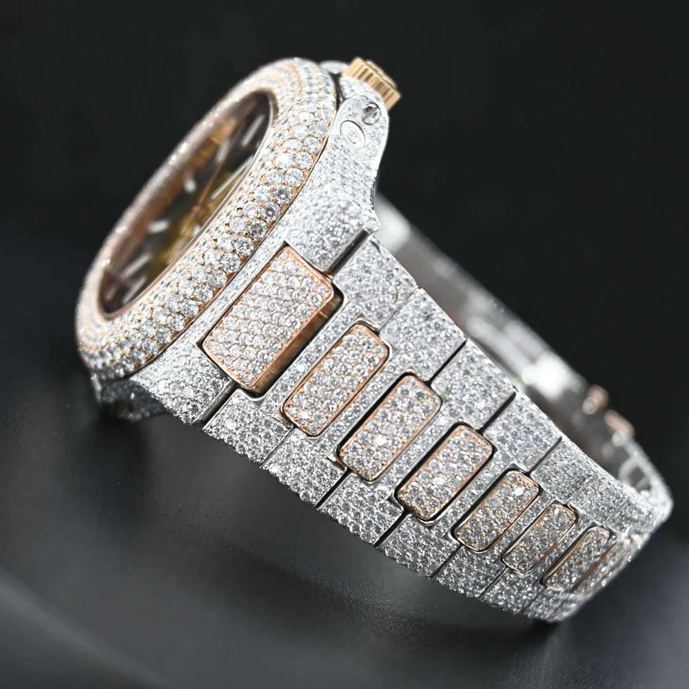 Haute qualité moissanite luxe personnaliser Hip Hop montre mécanique blanc VVS Moissanite diamant montre de luxe mécanique waWAS8L8NX
