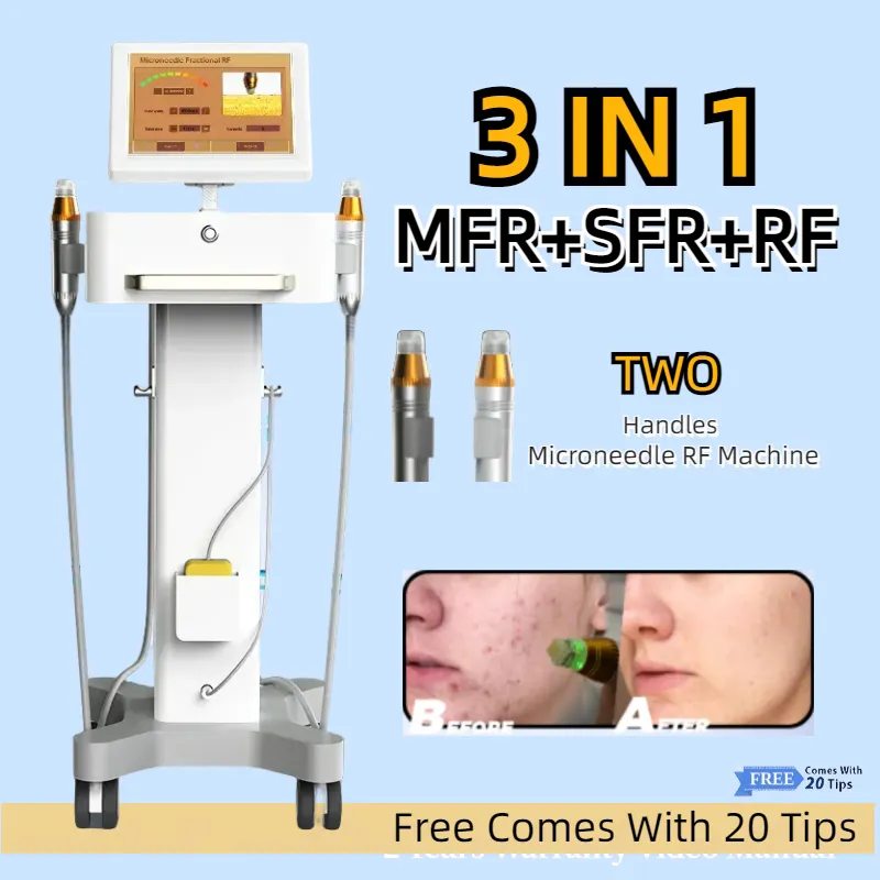 Microneedle Fractional RF Machine Acne Scar Removal RF Machine Fractional Microneedle Skin Rejuvenation for Beauty Spa Face Lifting 2 Handles