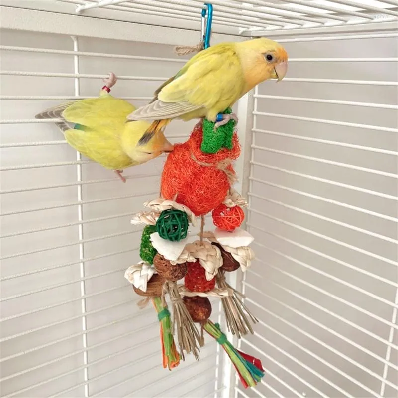 Outros suprimentos de pássaros Pet Tooth Chew Toy Natural Straw Beads Corncob para Cockatiel Conure